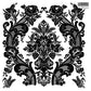 Black on white image of floral Damask stamp from Iron Orchid Designs Velveteen