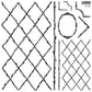 A black on white image showing the intricate lattice work on iron Orchid Designs Veranda stamp. There is also a circular frame and corner stamps