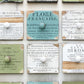 Multi coloured drawers fronts stamped with Iron Orchid Designs Ephemeral Type Stamp
