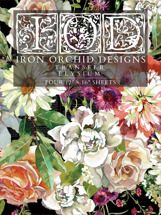 Iron Orchid Designs Elysium Floral Transfer front of packet