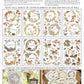 Instruction sheet for Lavish Elements cardstock by The IOD Family, showing a grid of floral and botanical card designs, a section with numbered usage tips, and example composite layouts on a white background.