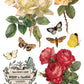 Vintage-style illustration of roses and butterflies with a decorative label by Iron Orchid Designs