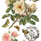 Vintage-style illustration of flowers and butterflies on a white background by Iron Orchid Designs