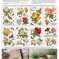 Floral design sheets with various arrangements and a sample application on a card and plants by Iron Orchid Designs