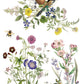 Illustration of birds, butterflies, and bees among flowers on a white background Iron Orchid Designs