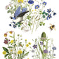 Illustration of birds, butterflies, and bees among flowers and plants from Iron Orchid Designs