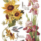 Illustration of sunflowers and irises with text on a white background from Iron Orchid Designs Flowers By The Poets transfer