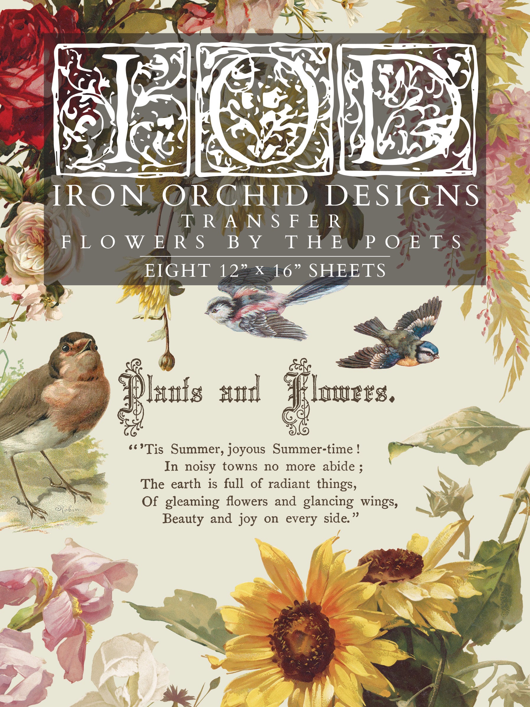 Iron Orchid Designs front cover of  transfer with floral and nature-themed design from Iron Orchid Designs Flowers By The Poets transfer