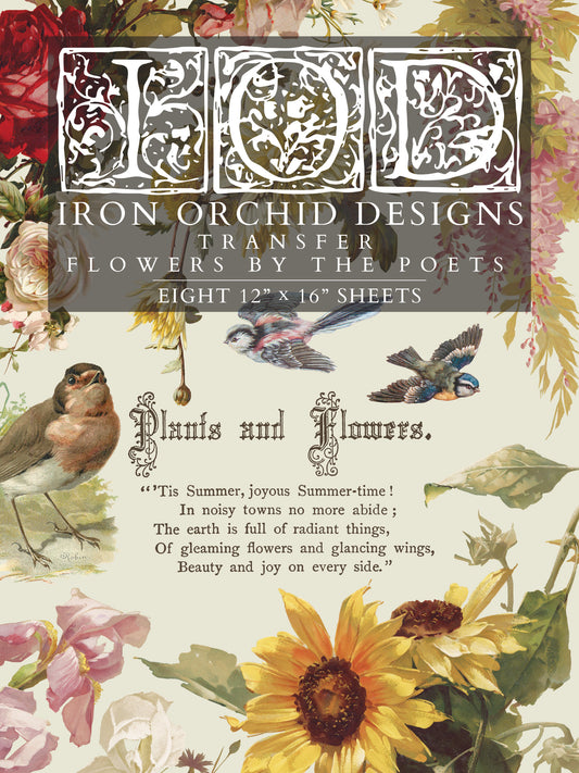 Iron Orchid Designs front cover of  transfer with floral and nature-themed design from Iron Orchid Designs Flowers By The Poets transfer