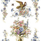 Decorative design with flowers, a bird, and a bow on a white background from Iron Orchid Designs Madeleine transfer
