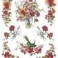 Decorative floral swags and bouquet and a bird on a white background
