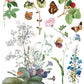 Illustration of various flowers, leaves, and butterflies on a white background from Iron Orchid Designs Marche des Fleurs