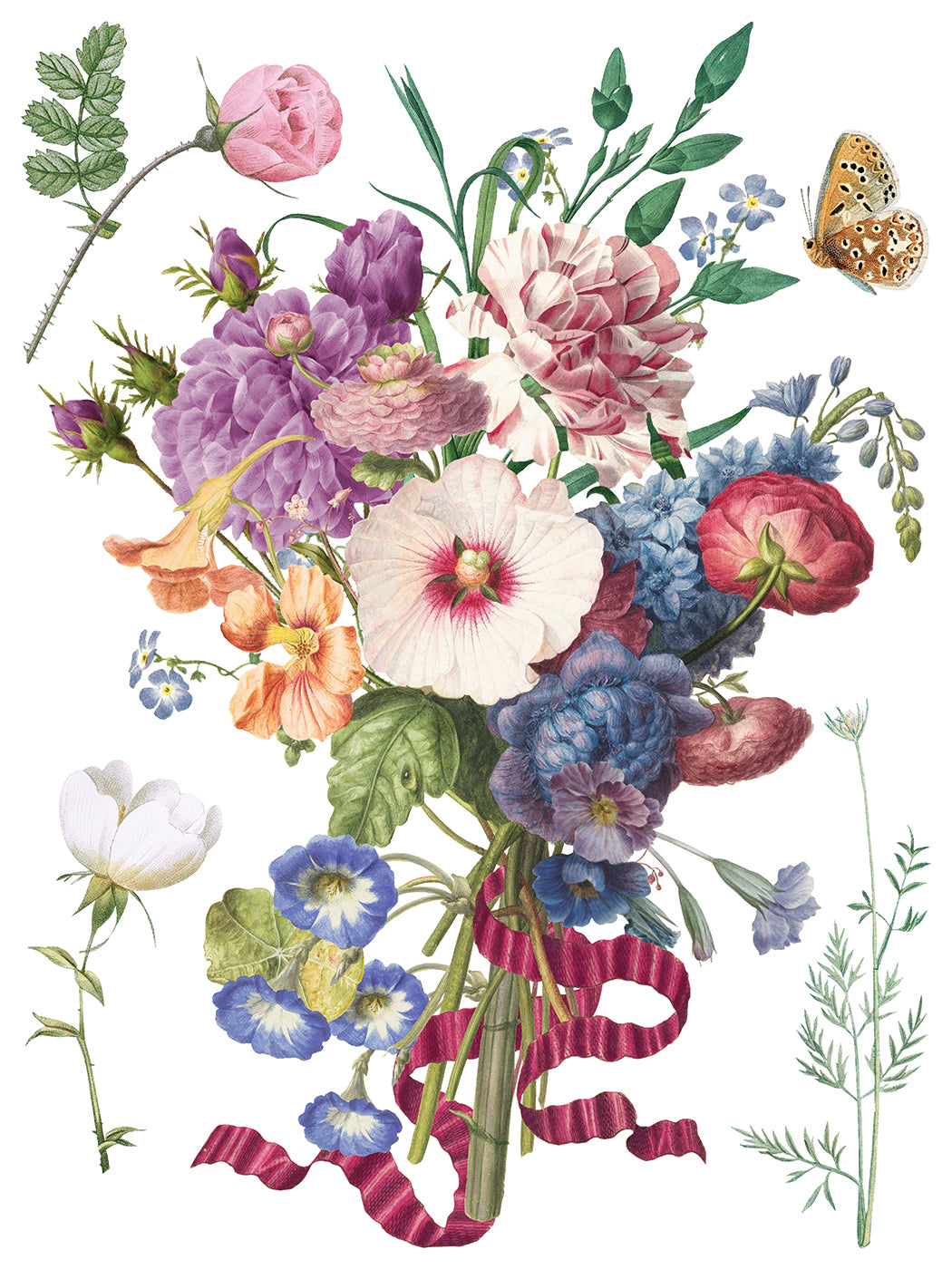 Colorful bouquet of flowers with ribbons on a white background from Iron Orchid Designs Marche des Fleurs