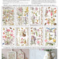 Sheet of floral and nature-themed transfers and instructions with IOD branding from Iron Orchid Designs Primrose Isle Transfer