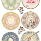 Set of decorative plates with floral and vintage designs on a white background  from Iron Orchid Designs The Belgravia transfer