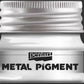 Jar of Pentart Sparkling Silver Metal Pigment with a silver lid on a black background