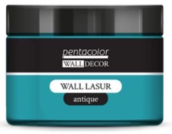 Jar of Pentacolor Wall Decor Wall Lasur antique in patina blue on a white background