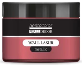 Jar of Pentacolor Wall Decor Wall Lasur pink metallic paint on a white background