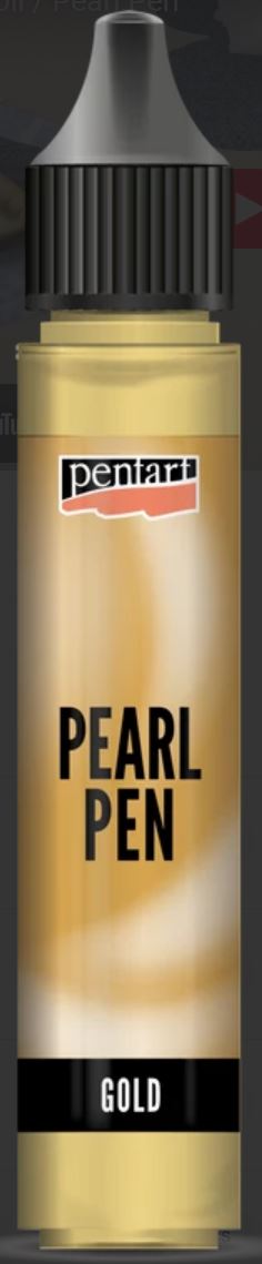 Pentart Gold pearl pen with black cap on a dark background