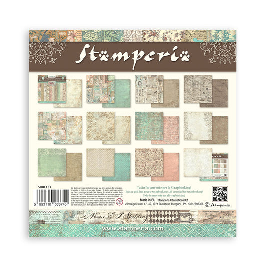 Brocante Antiques Background Selection Scrapbooking Pad - Stamperia - 30.5cm x 30.5cm 12" x 12"