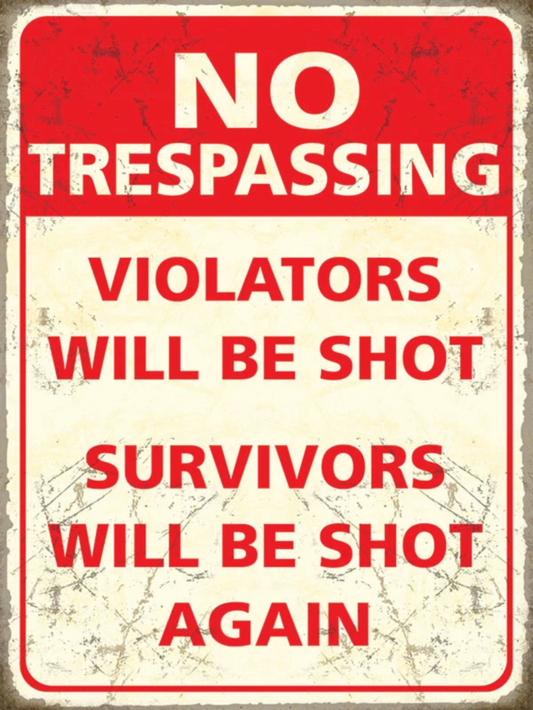 Trespassing Tin Sign Small