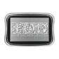 A rectangular metal tray with rounded corners, featuring a textured silver center with the embossed letters 'FOD' in an ornate floral font and the words 'IRON ORCHID DESIGNS' below, set against a plain white background.