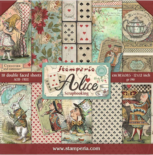 Alice Scrapbooking Pad - Stamperia - 30.5cm x 30.5cm 12" x 12"