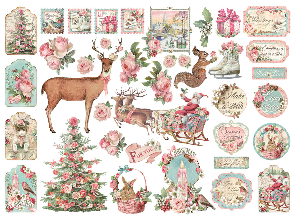Pink Christmas Assorted Die Cuts - Stamperia