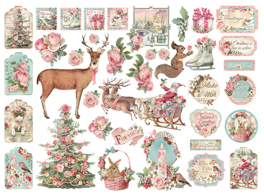 Pink Christmas Assorted Die Cuts - Stamperia