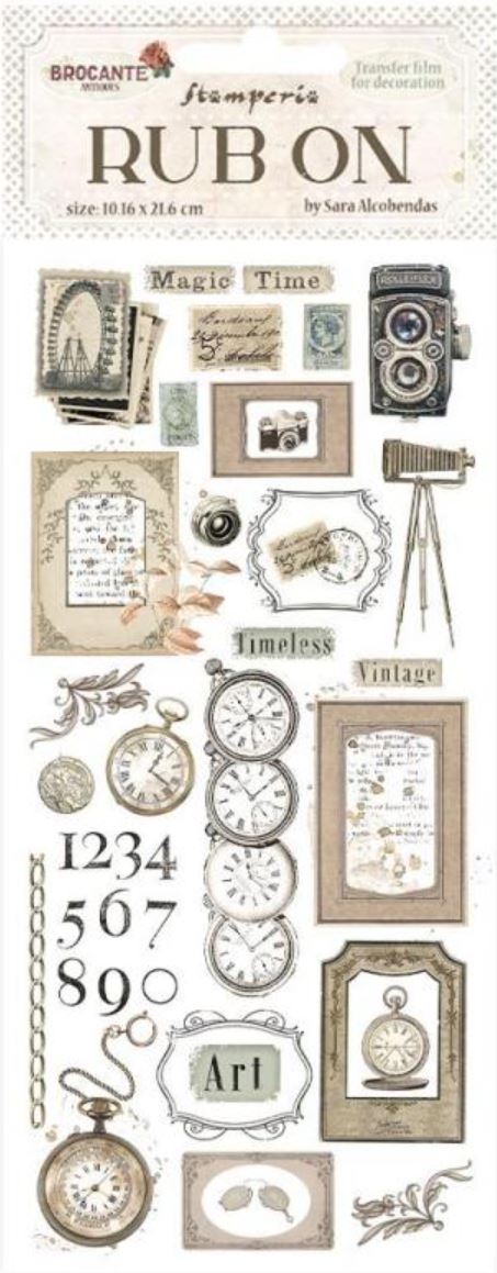 Brocante Antiques Clocks Crafting/Mixed Media Rub On's - Stamperia