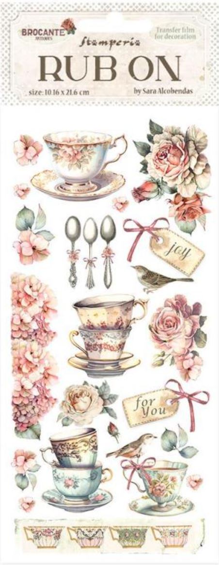 Brocante Antiques Ceramic Cups Crafting/Mixed Media Rub On's - Stamperia