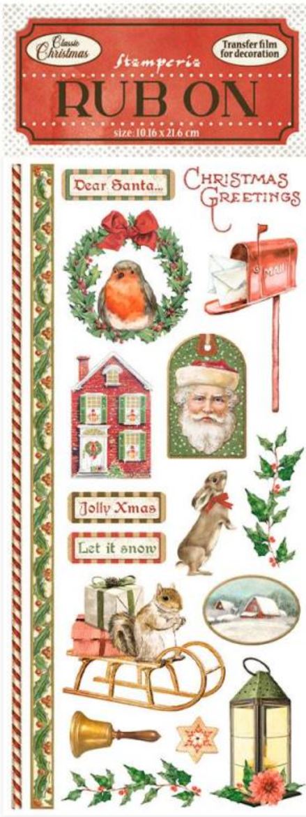 Classic Christmas Crafting/Mixed Media Rub On's - Stamperia