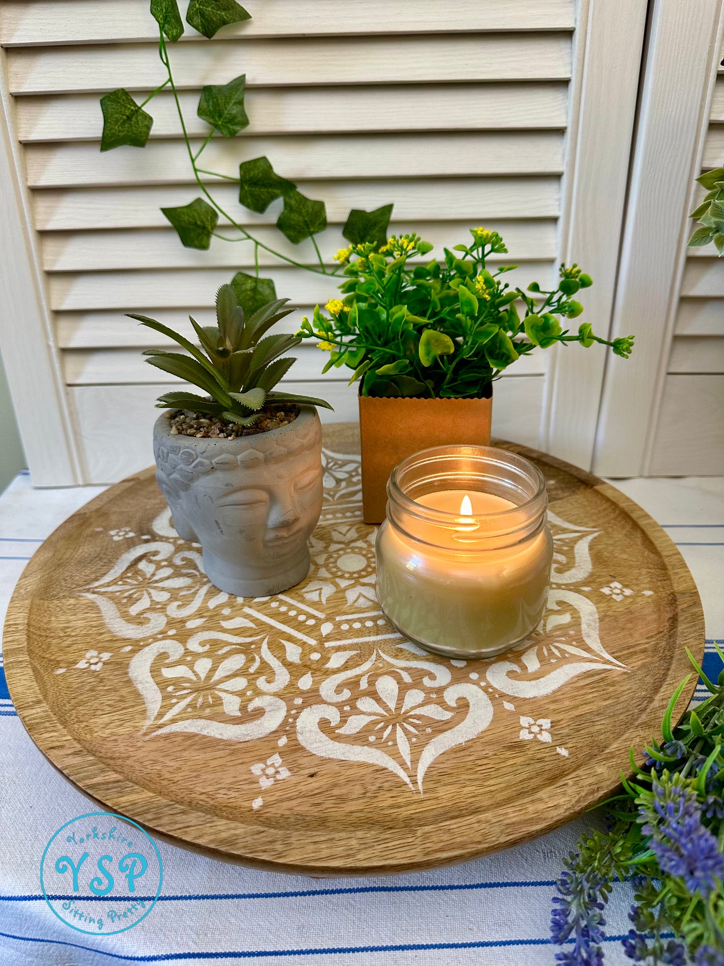 Circular Mandala Wooden Table Riser