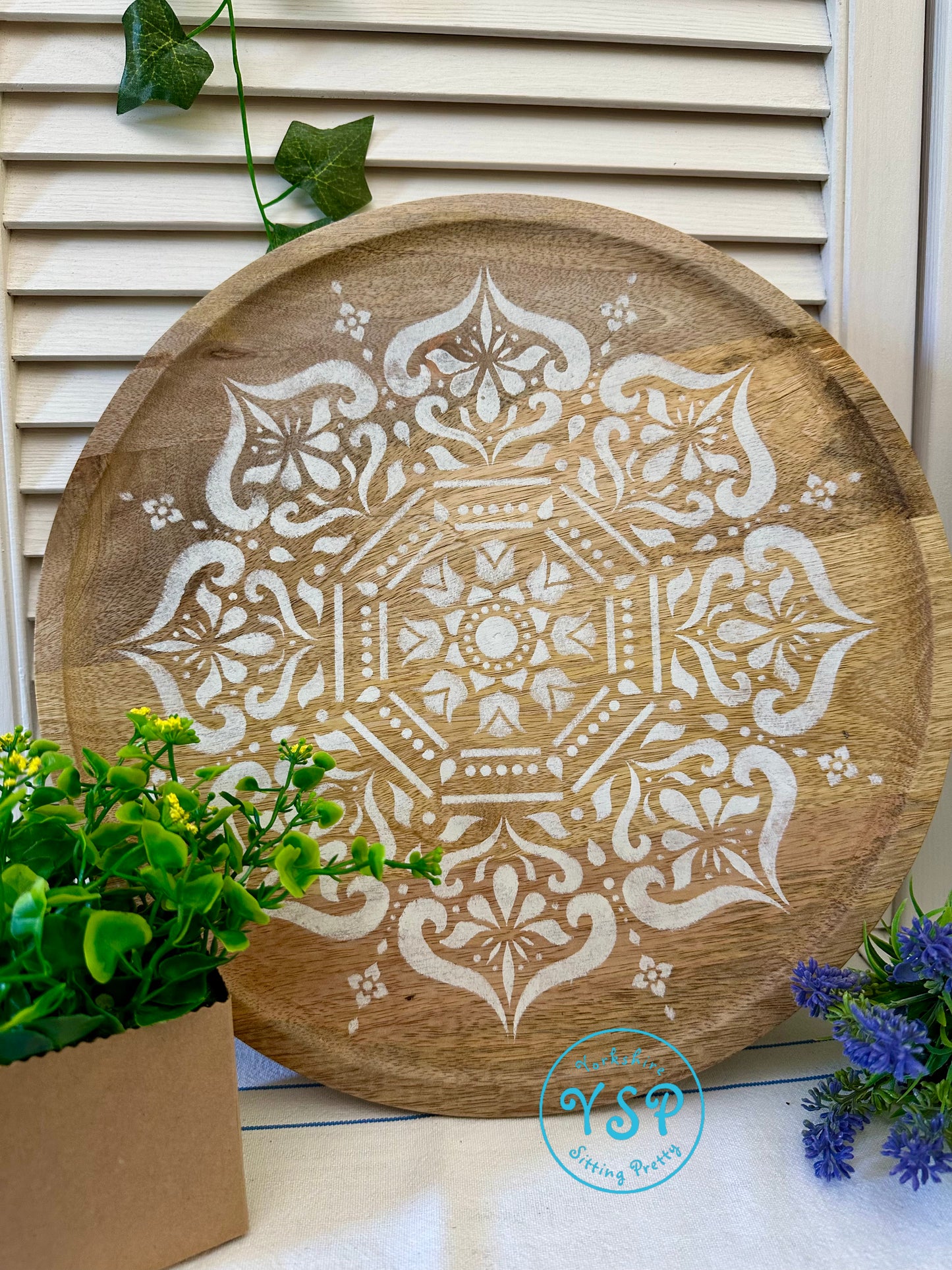 Circular Mandala Wooden Table Riser
