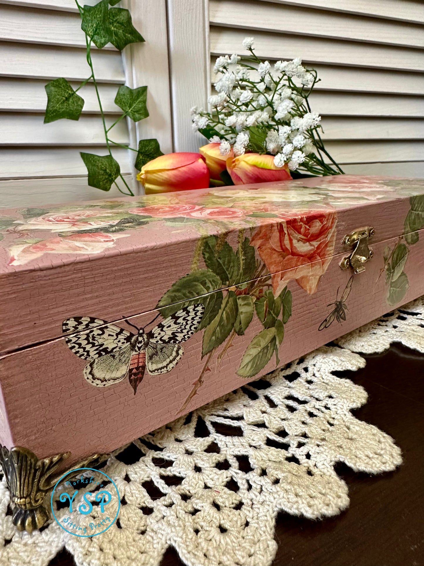 Pink Milk Painted Roses Box