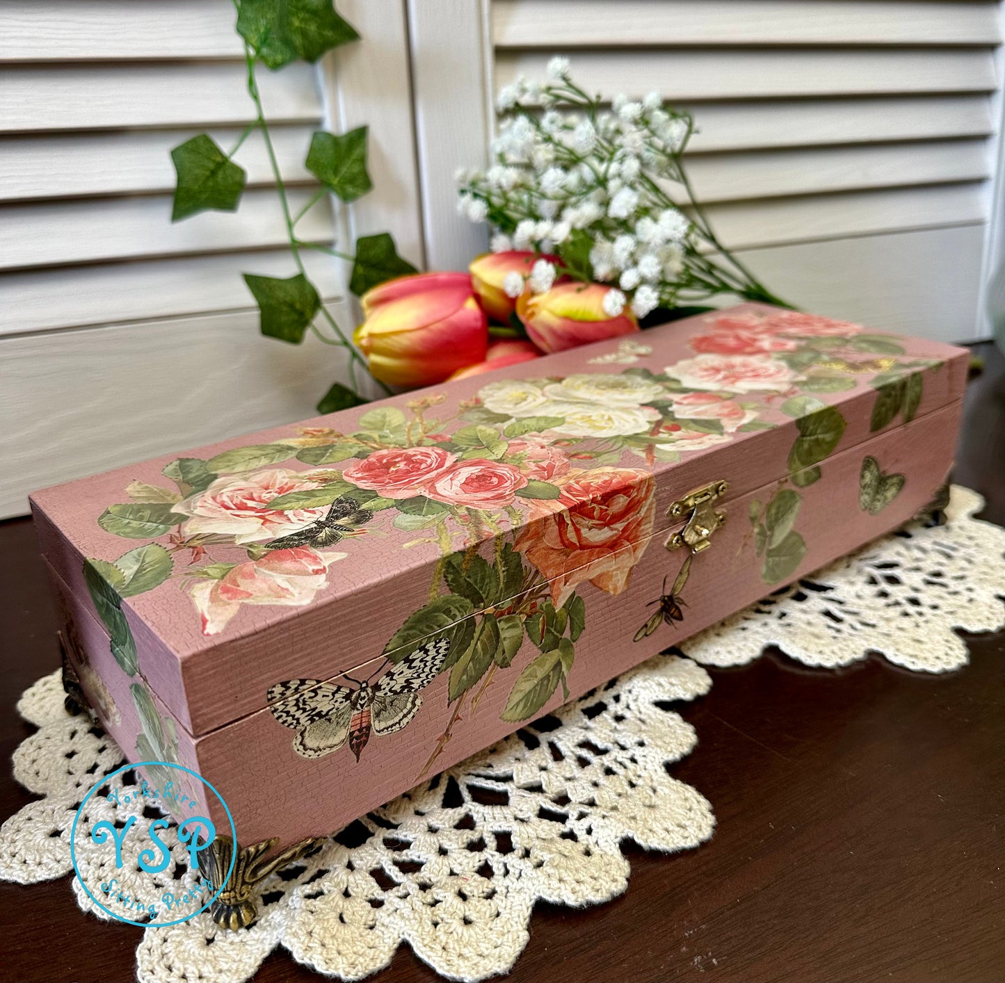 Pink Milk Painted Roses Box