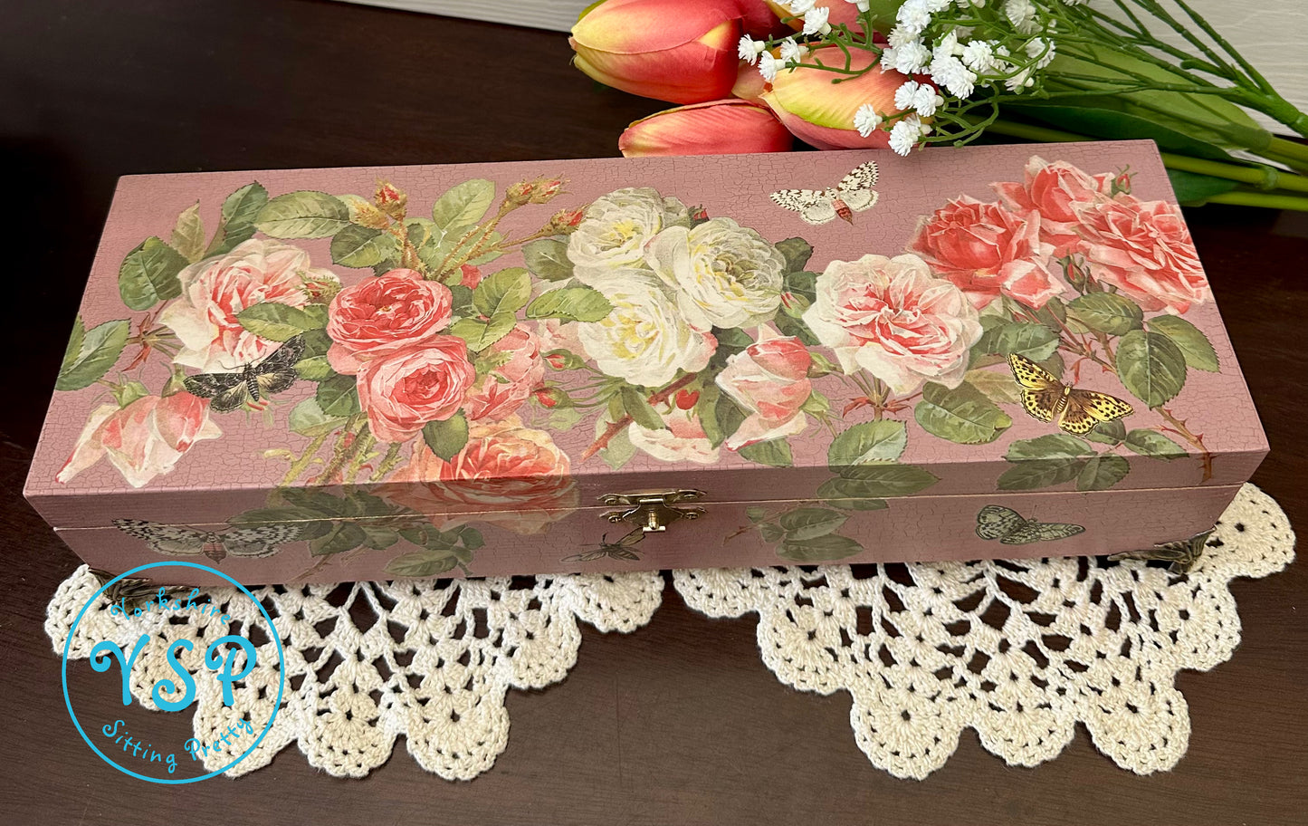 Pink Milk Painted Roses Box