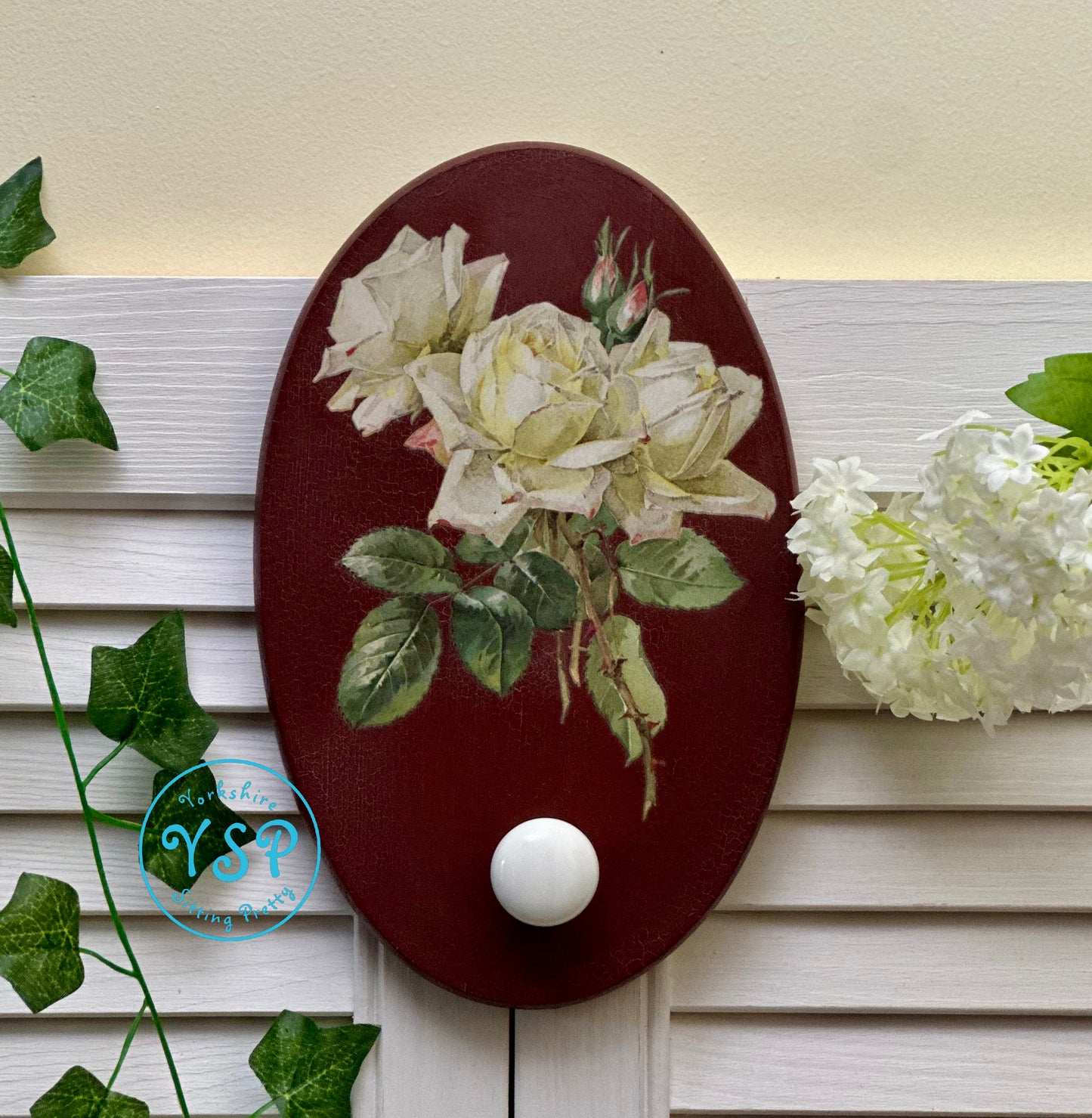 Floral Milk Painted Hanging Plaque
