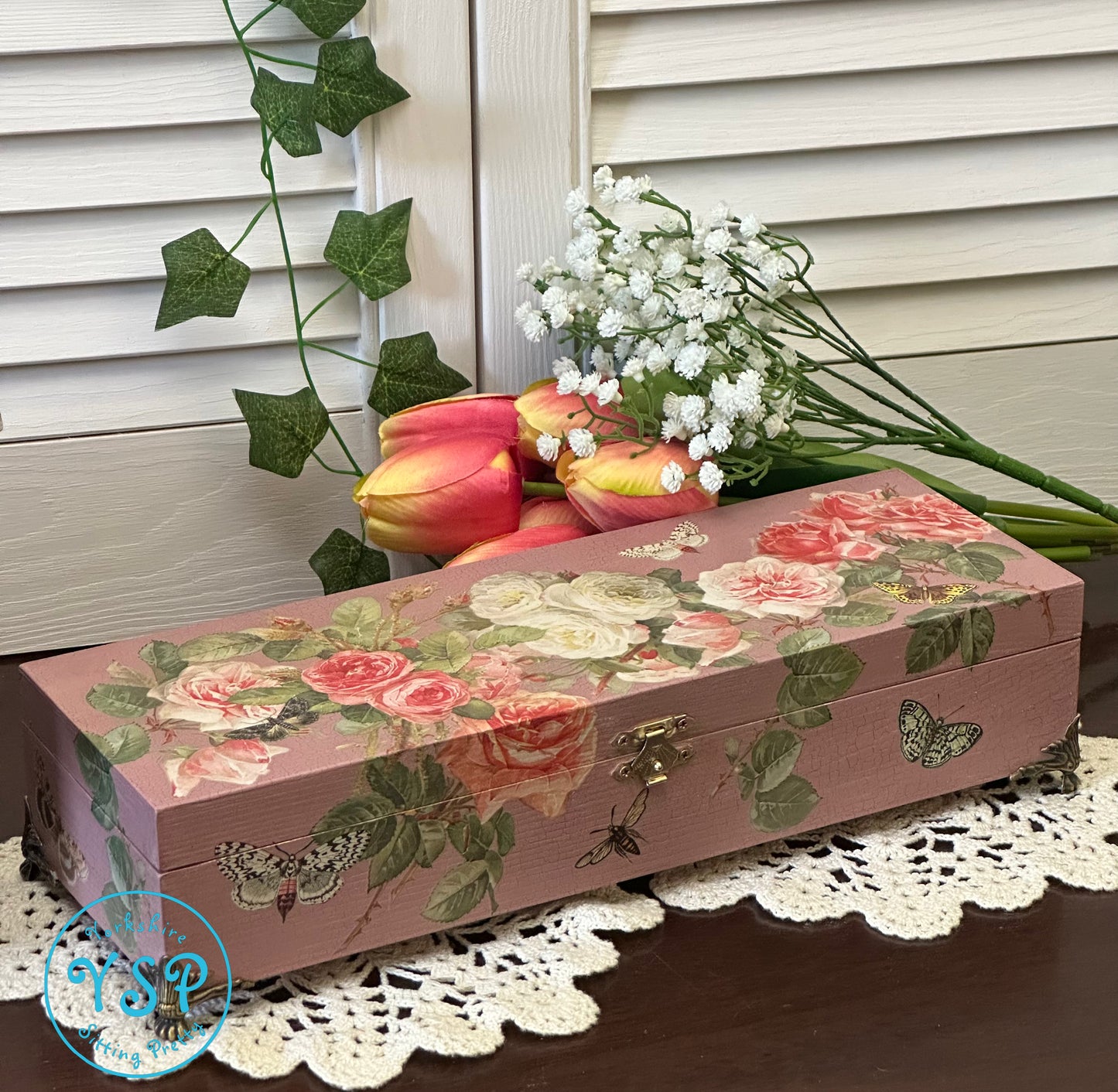 Pink Milk Painted Roses Box