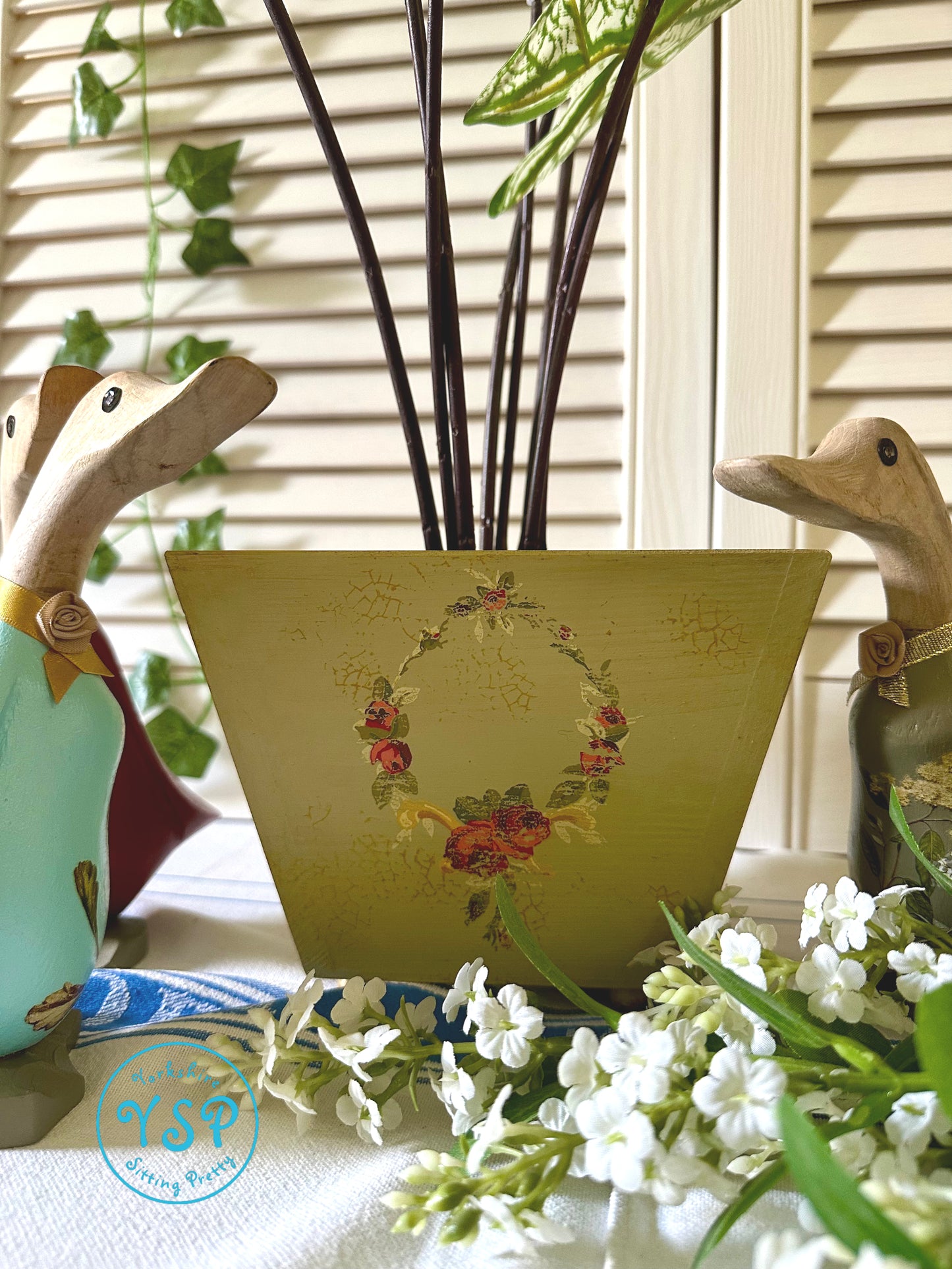 Vintage Style Wooden Plant Pot