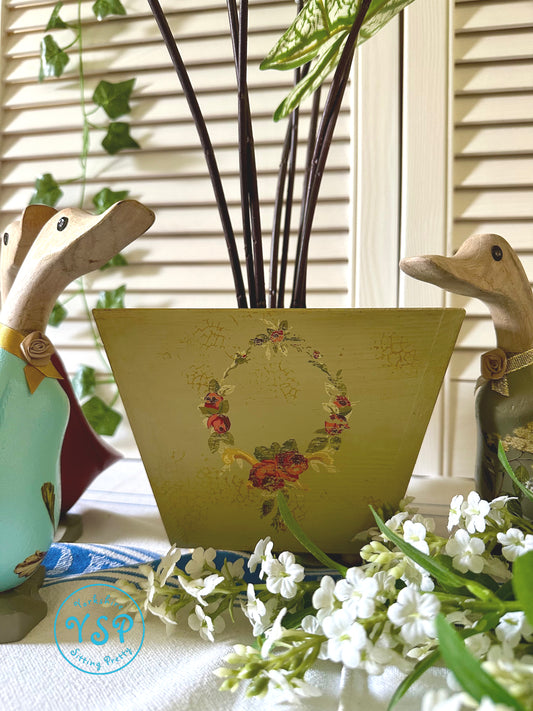 Vintage Style Wooden Plant Pot