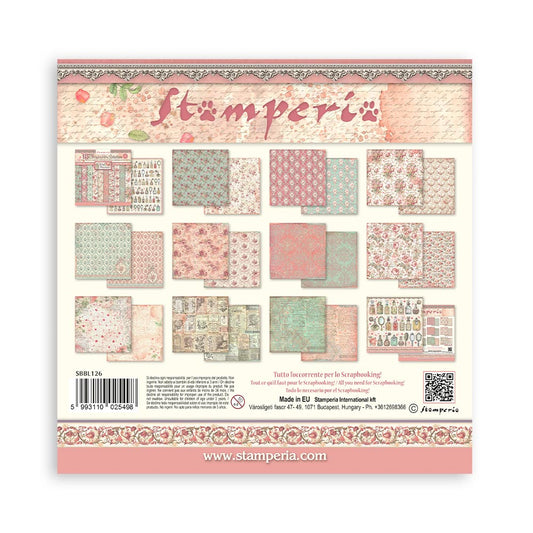 Rose Parfum Backgrounds Selection Scrapbooking Pad - Stamperia - 30.5cm x 30.5cm 12" x 12"