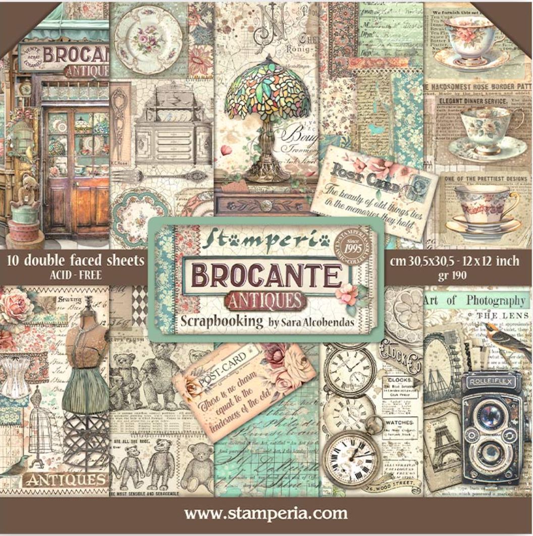 Brocante Antiques Scrapbooking Pad - Stamperia - 30.5cm x 30.5cm 12" x 12"