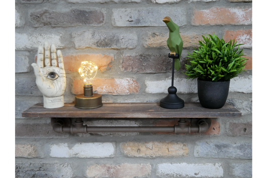 Industrial Wood and Pipe Shelf