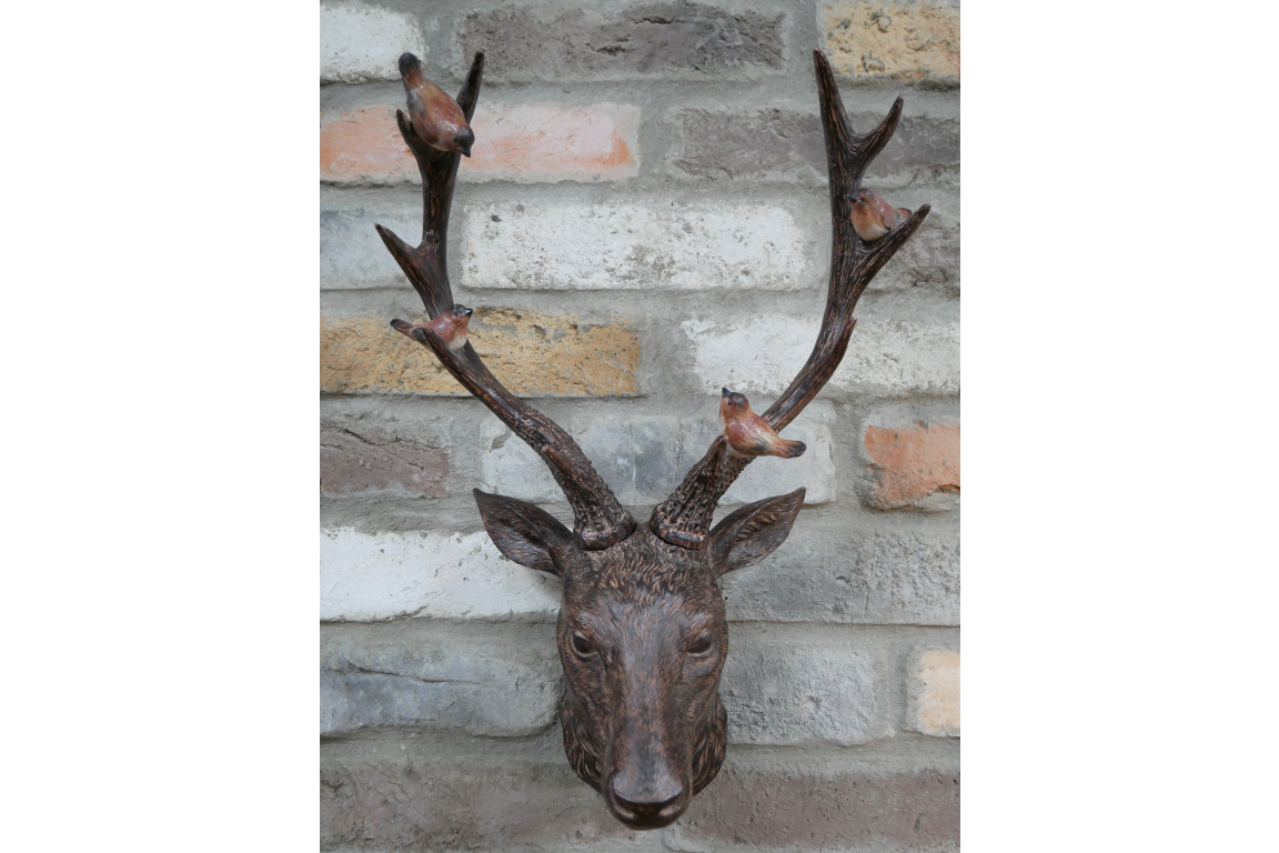 Brown Stag's Head with Birds
