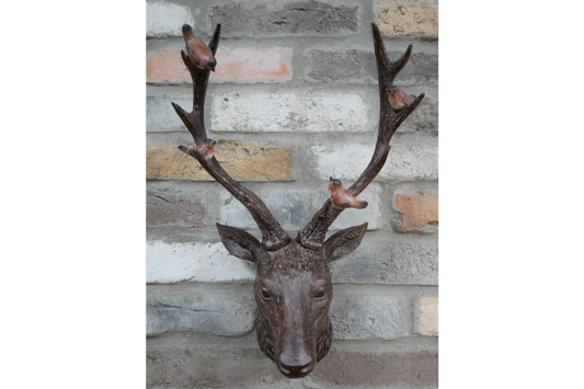 Brown Stag's Head with Birds