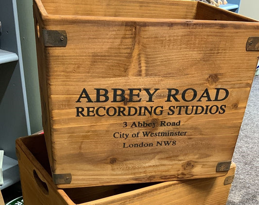 Small Antiqued Abbey Road Vinyl LP Records Box