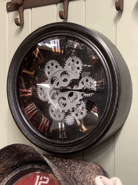 Cog Clock - Black & Silver