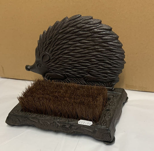Hedgehog Boot Brush / Doorstop - cast iron