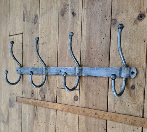 Four Hook Coat Rack - Galvanised Iron
